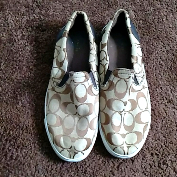 Coach canvas slipon brown logo loafer sneaker - Picture 2 of 6